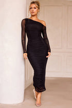 ZARA Mesh Ruched Midi