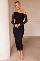 ZARA Mesh Ruched Midi