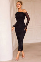 ZARA Mesh Ruched Midi