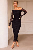 ZARA Mesh Ruched Midi