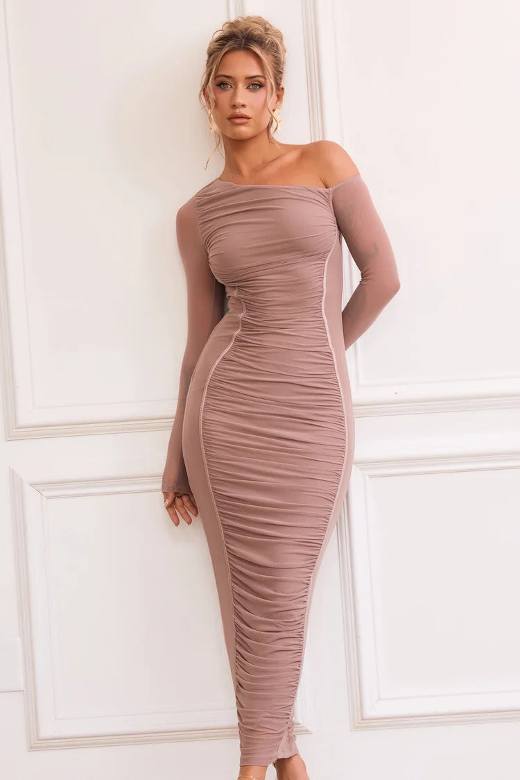 ZARA Mesh Ruched Midi