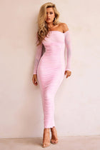 ZARA Mesh Ruched Midi