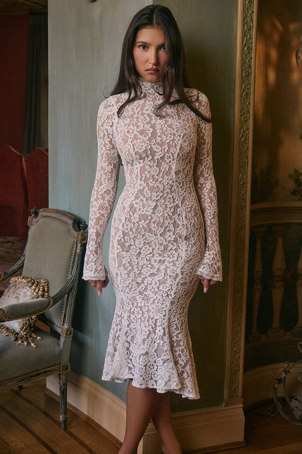 AUMA Lace Bodycon Midi Dress
