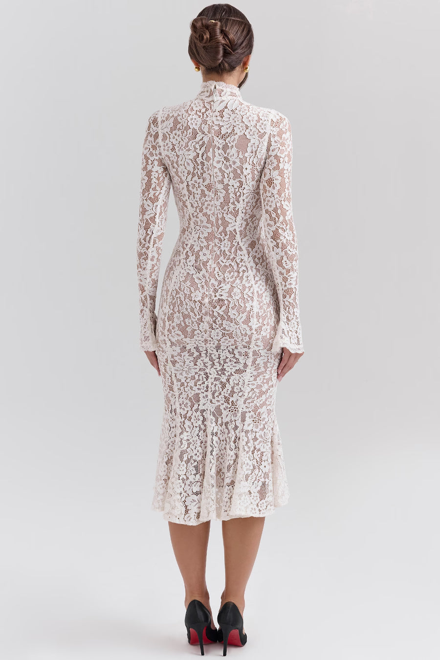 AUMA Lace Bodycon Midi Dress